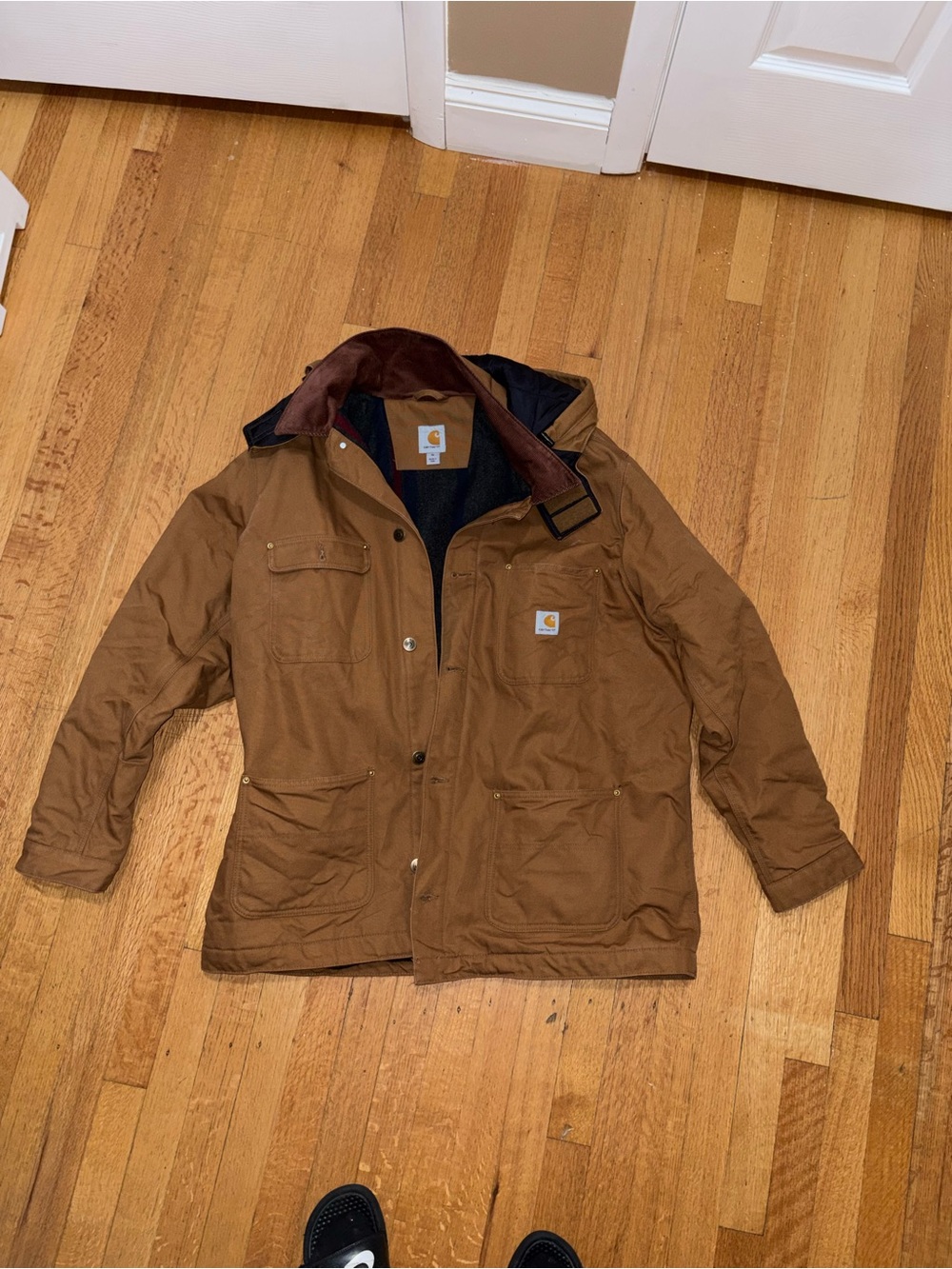 Carhartt Brown Hooded Field Jacket with Chest Pockets